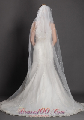 Two-tier Fingertip Veil Tulle Waterfall Two-tier