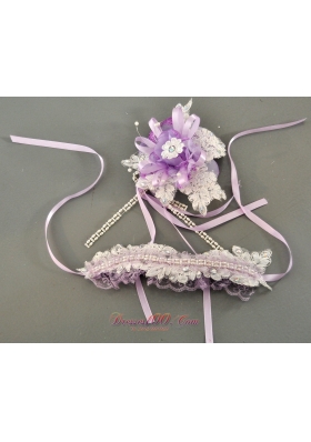 Taffeta Lace White Lavender Side Clamp Hair Flower