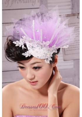 Headpieces Rhinestone Net Tulle Lavender Beading