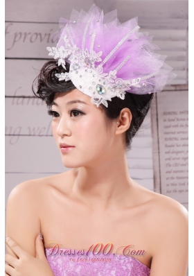 Headpieces Rhinestone Net Tulle Lavender Beading