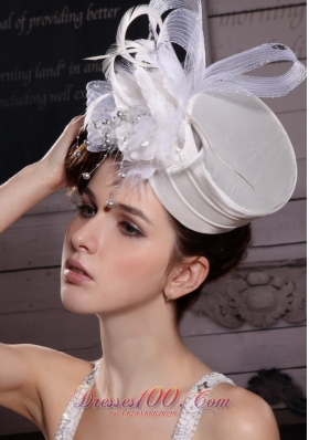 Feather Tulle Ribbons Organza Bridal Headpiece