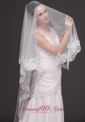 Graceful Wedding Veil 2013 Lace Appliqued Tulle