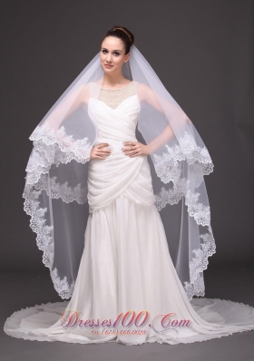 Wedding Drop Veil Two-tiered Lace 2013