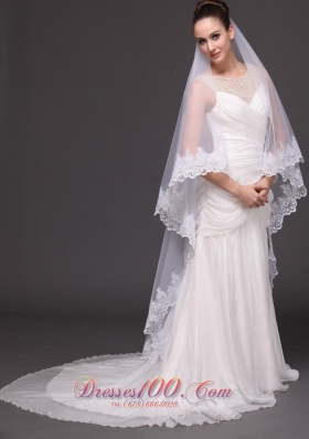 Wedding Drop Veil Two-tiered Lace 2013