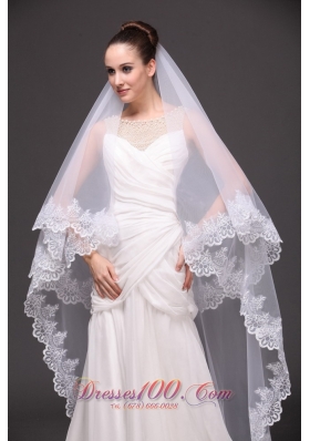 Wedding Drop Veil Two-tiered Lace 2013