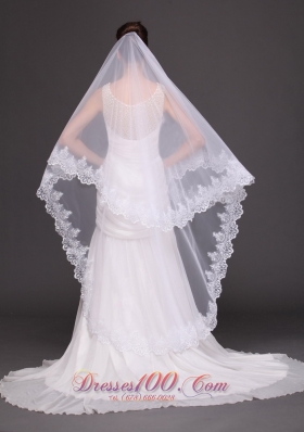 Wedding Drop Veil Two-tiered Lace 2013