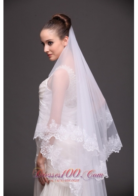 Wedding Drop Veil Two-tiered Lace 2013