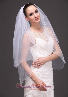 Graceful 2013 Wedding Veil Two-tiered Tulle