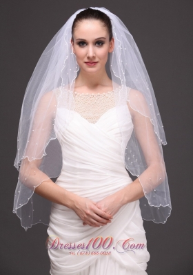 Graceful 2013 Wedding Veil Two-tiered Tulle