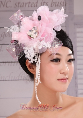 Baby Pink Headpiece Imitation Pearls Beaded