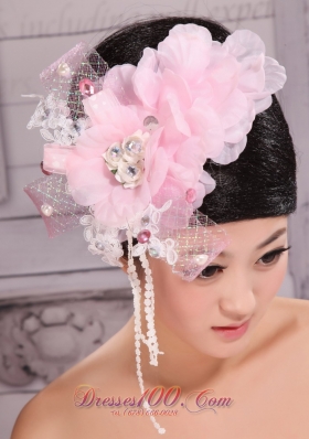 Baby Pink Headpiece Imitation Pearls Beaded