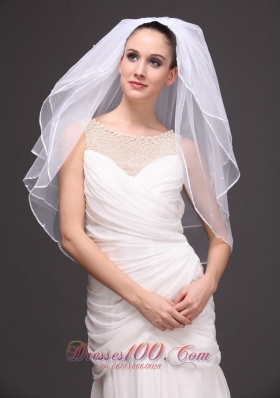 Three-Tier Tulle Bridal Veil Wedding White