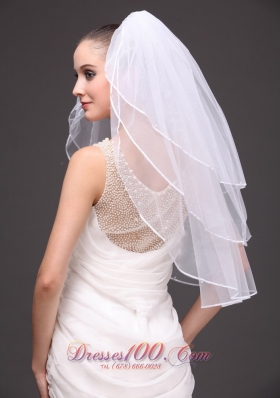 Three-Tier Tulle Bridal Veil Wedding White