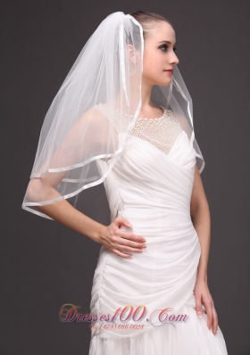 Wedding Veil 2013 Two-tiered Ribbon Edged