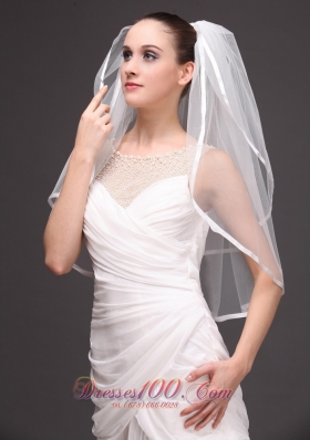 Wedding Veil 2013 Two-tiered Ribbon Edged