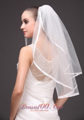 Wedding Veil 2013 Two-tiered Ribbon Edged