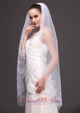 Cathedral Wedding Veil Embroidery Edge One-tiered