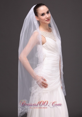 Cathedral Wedding Veil Embroidery Edge One-tiered