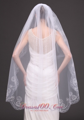 Cathedral Wedding Veil Embroidery Edge One-tiered