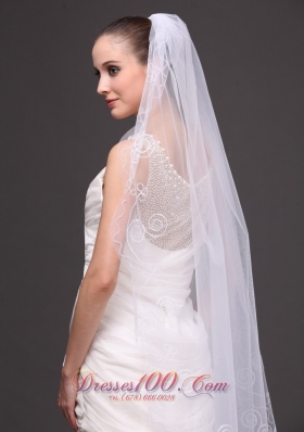 Cathedral Wedding Veil Embroidery Edge One-tiered