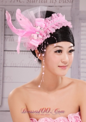 2013 Imitation Pearl Feather Tulle Headpiece