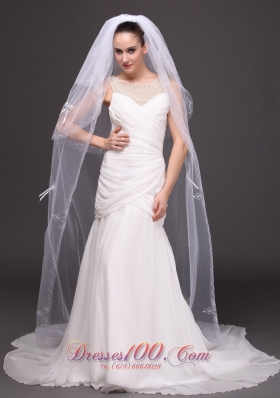 Three-tiered Tulle Bowknots Bridal Veil Wedding