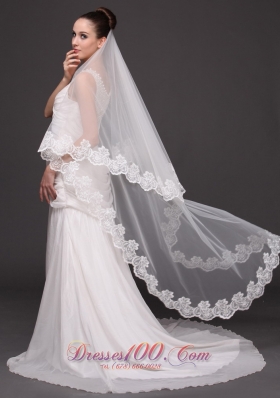 Lace Applique 2013 Tulle Graceful Wedding Veil