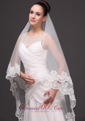 Lace Applique 2013 Tulle Graceful Wedding Veil