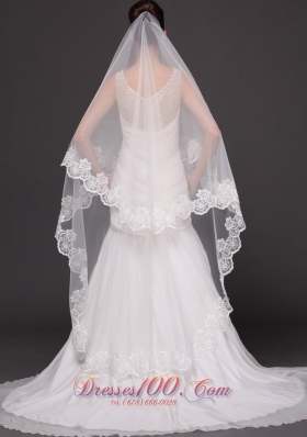 Lace Applique 2013 Tulle Graceful Wedding Veil