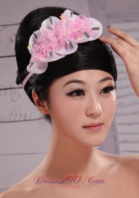 Pink Organza Net 2013 Rhinestones Headpiece