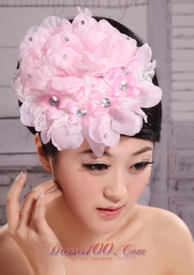 Baby Pink Beaded Bud Silk Prom Fascinator