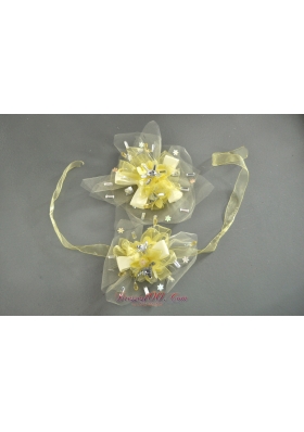 Light Yellow Rhinestones Veil Bridal Hair Piece