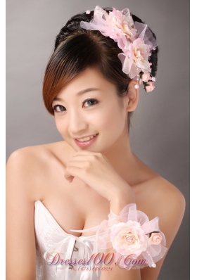Sweet Baby Pink Headpieces Imitation Pearls Decorate
