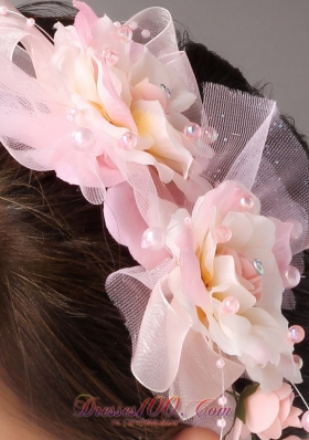 Sweet Baby Pink Headpieces Imitation Pearls Decorate