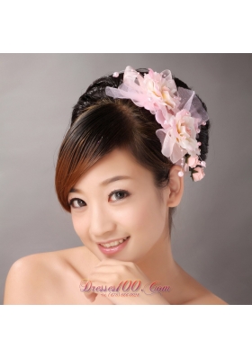 Sweet Baby Pink Headpieces Imitation Pearls Decorate