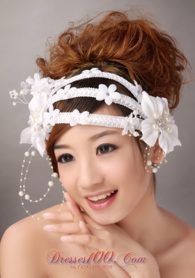 Taffeta Pearl with Hand Made Flowers for wedding Headpiece