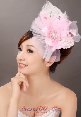 Side Clamp Popular headpiece Pink Feather Diamond