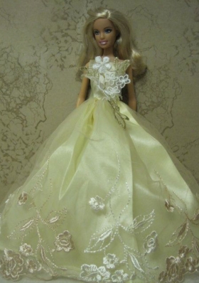 Yellow Green Baby Green Tulle Noble Barbie Appliques