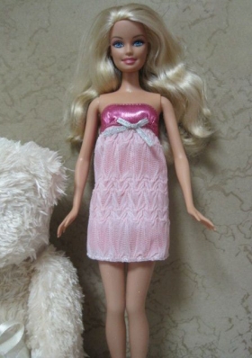 Baby Pink Strapless Bow Short Column Noble Barbie