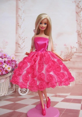 Hot Pink Barbie Doll Costumes Rolling Flowers