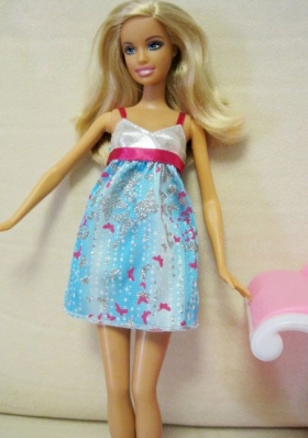 Short Barbie Fashion Clothing Blue And Pink Straps