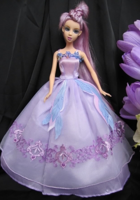 Lavender Appliques Handmade Flowers Doll Clothes