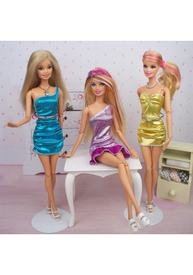 Sexy Mini Shiny Column Dresses Wear Fit Barbie Doll