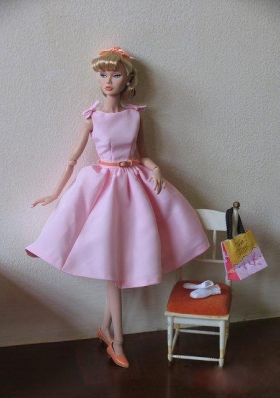 Baby Pink Barbie Doll Wear Bow Knee Length Sash