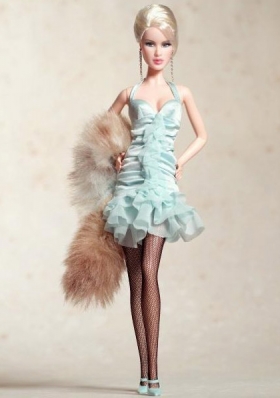 Aqua Blue Halter Barbie Dress Up Dolls Mini Ruffles