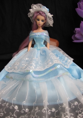 Barbie Princess Dress With Shawl Embroidery