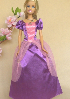 Barbie Doll Party Clothes Bubble Sleeves Purple