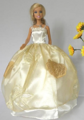 Light Yellow Barbie Doll Clothes Straps Appliques
