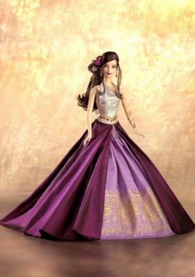 Barbie Doll Clothes Purple Dress Embroidery