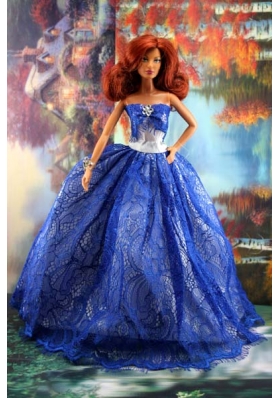 Fashion Strapless Royal Blue Dress For Barbie Doll